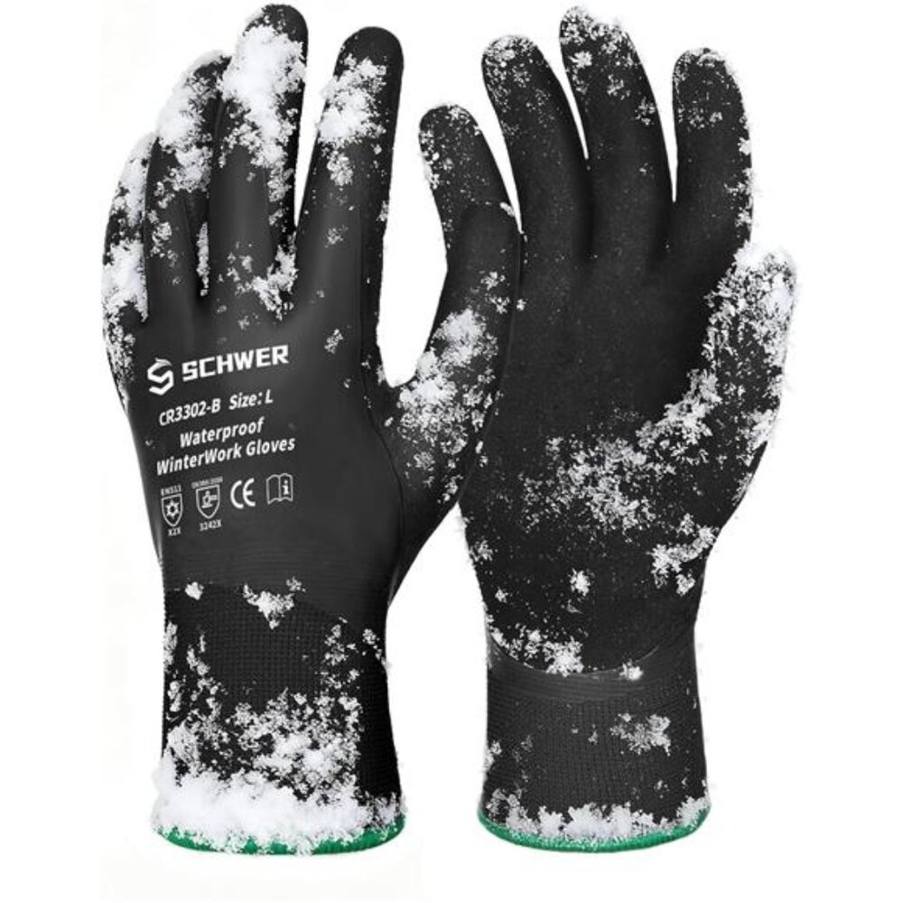 New 2 Pairs Waterproof‎ Winter Work Gloves, ANSI A2 Cut Resistant Freezer